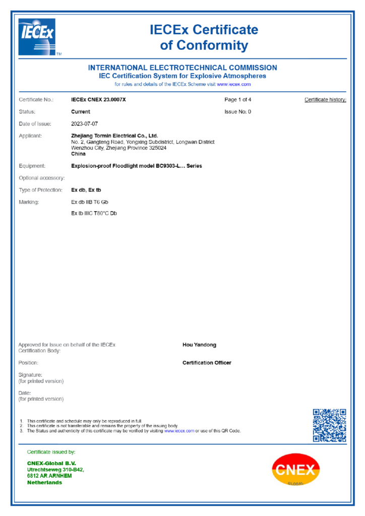 BC9303 — IECEx — IECEx CNEX 23.0007X — first-page preview; open the complete PDF for all pages.