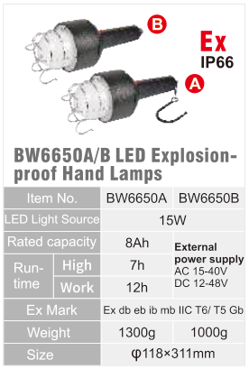 BW6650A / BW6650B original catalogue specification table; open the full-size image or download the catalogue for configuration details.