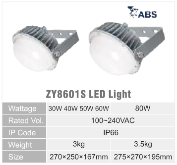 ZY8601S original catalogue specification table; open the full-size image or download the catalogue for configuration details.