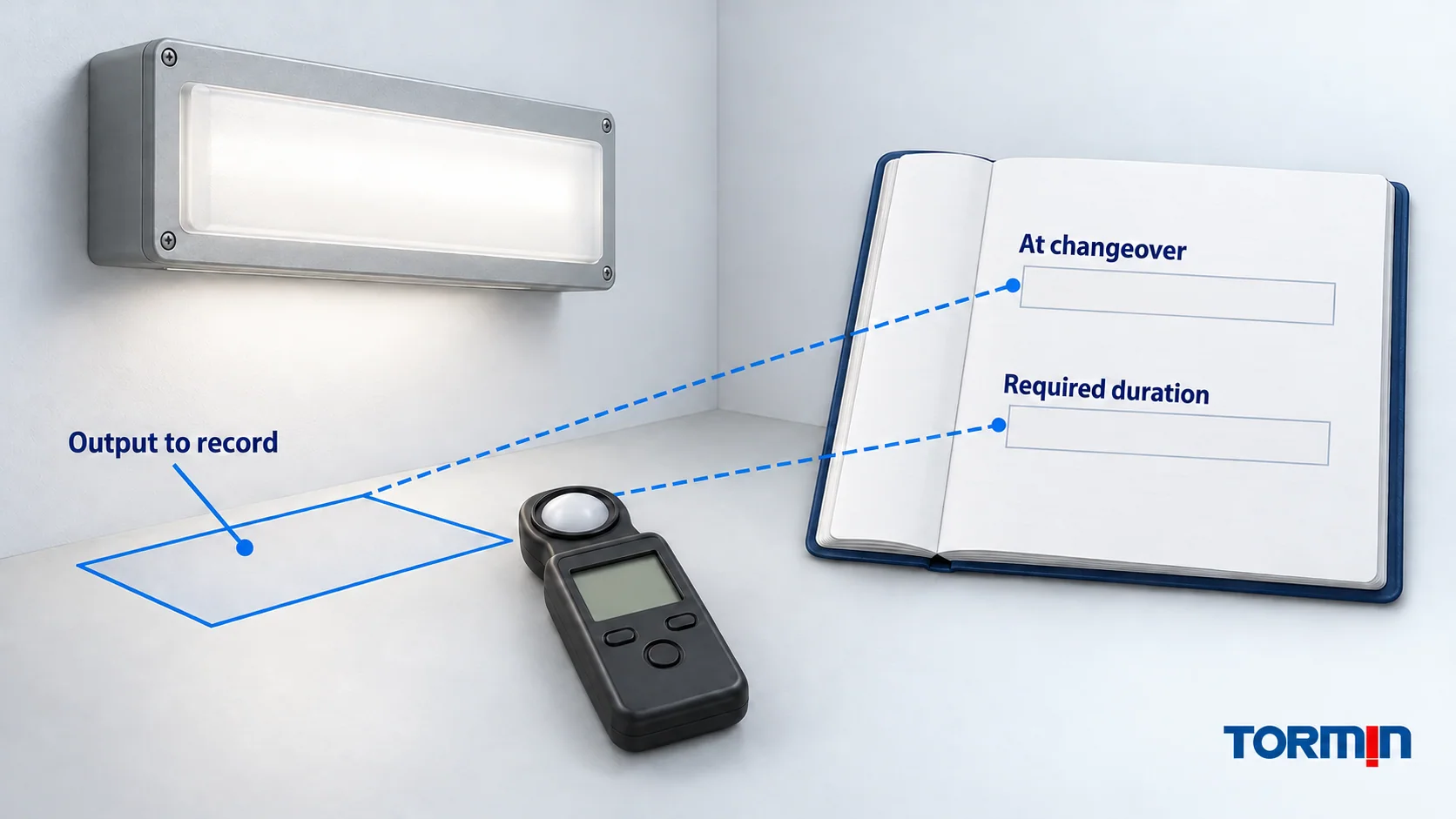 Output-observation setup linked to blank changeover and required-duration records