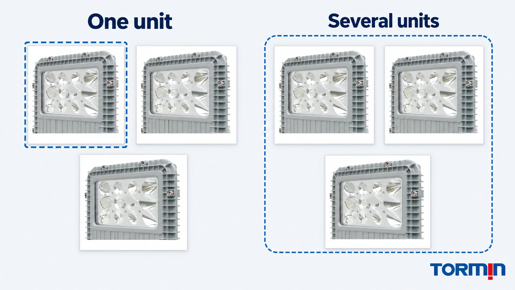 Rectangular photo cards showing cropped TORMIN BC9101 exteriors, grouped as one reported unit and several reported units.